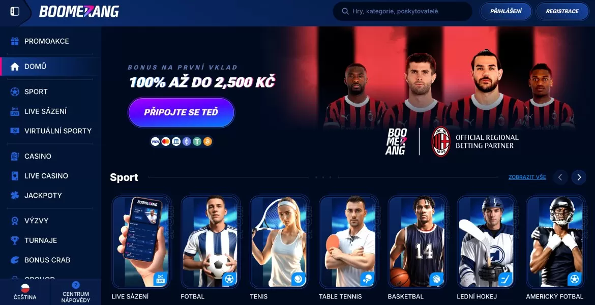 Boomerangbet přihlášení a registrace