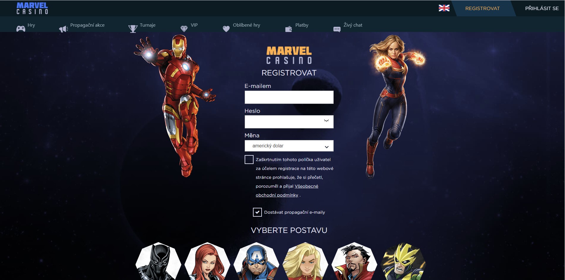 Marvel Casino Registrace