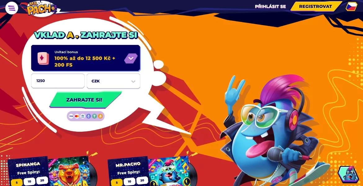 Mr. Pacho přihlášení a registrace