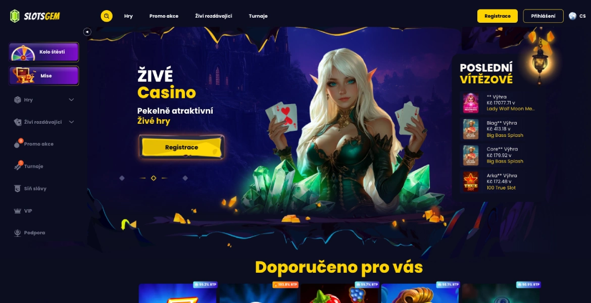 SlotsGem Casino přihlášení a registrace