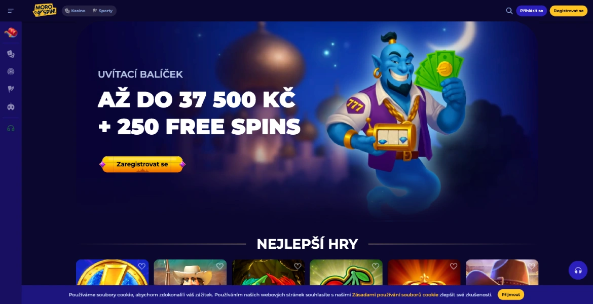MoroSpin Casino přihlášení a registrace